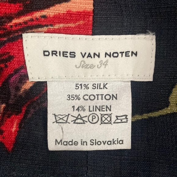 DRIES VAN NOTEN floral silk linen bubble miniskirt, black and pink, size 34 - Picture 2 of 14